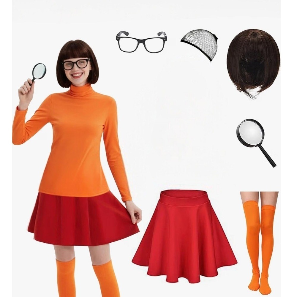 NWT Scooby Doo Velma Dinkley Costume Halloween Cosplay sz M/L
